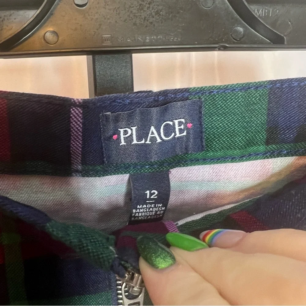 The Children’s Place Plaid Twill Zip Skirt, size 12 NWT